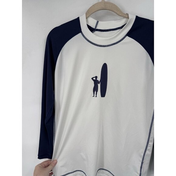 Johnnie O Zuma Swim Top Boys 14 White Blue Surf Ocean Pool Beach Vacation - Picture 9 of 9